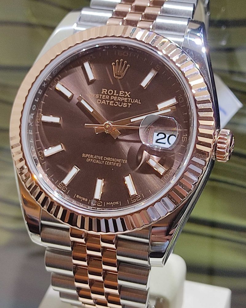 rolex datejust 41 rose gold chocolate dial