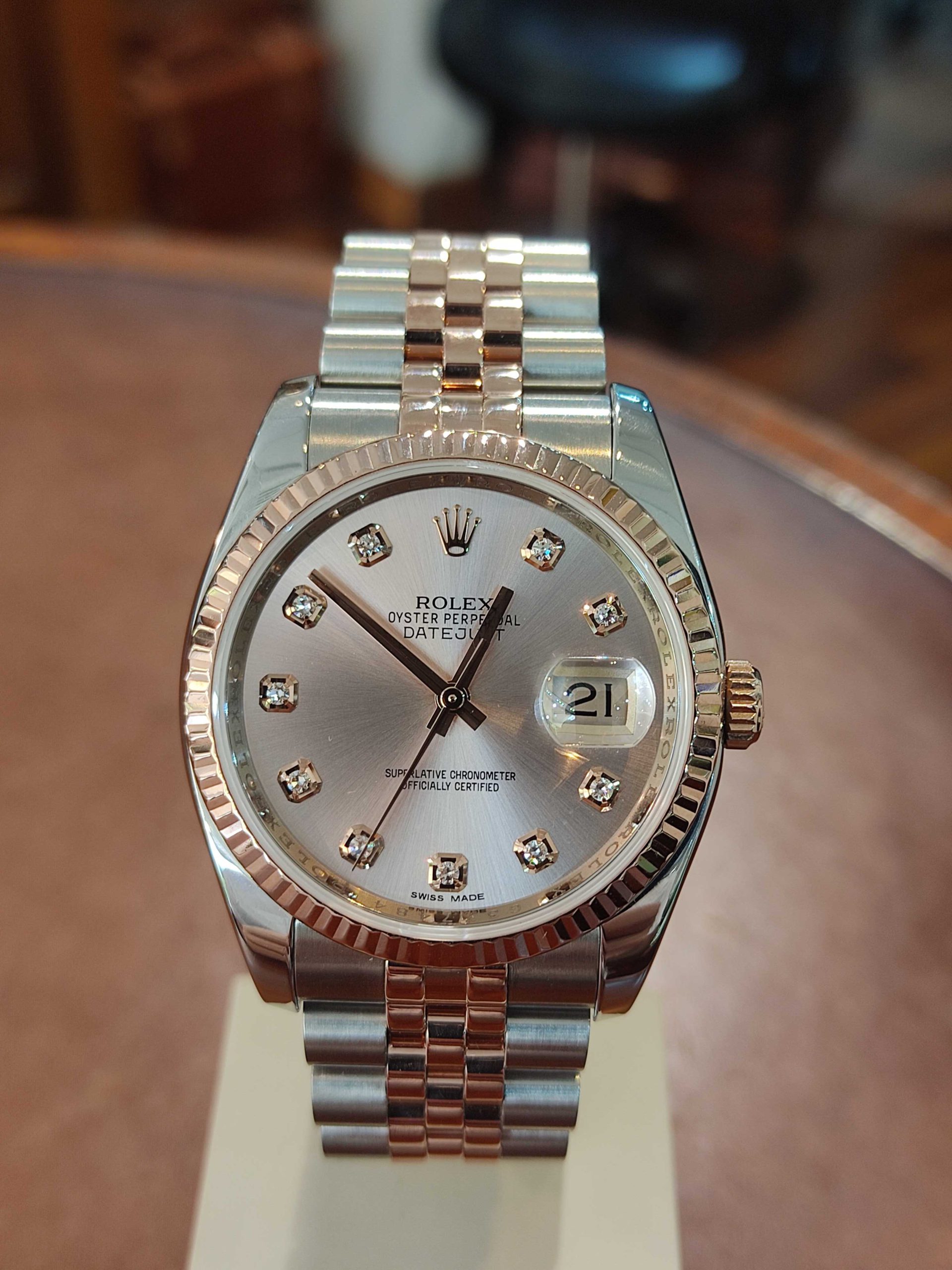 Rolex Datejust Steel & Rose Gold Pink Diamonds Dial - Gothelf A ...